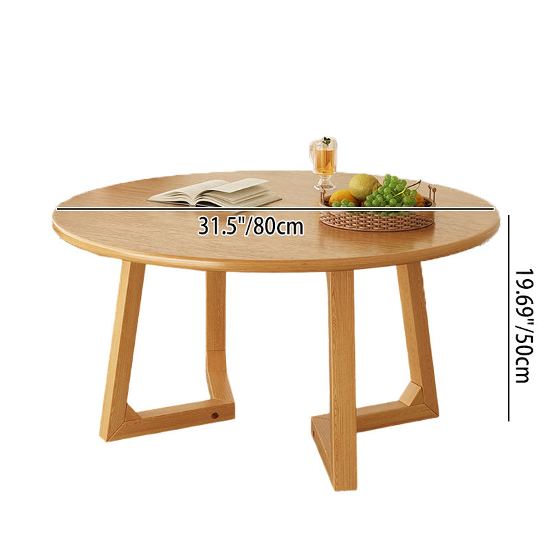 Contemporary Scandinavian Round Medium-Density Fiberboard Pine Solid Wood Coffee Table For Living Room