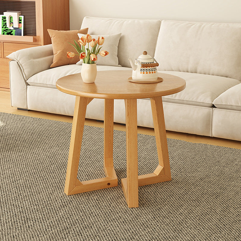 Contemporary Scandinavian Round Medium-Density Fiberboard Pine Solid Wood Coffee Table For Living Room