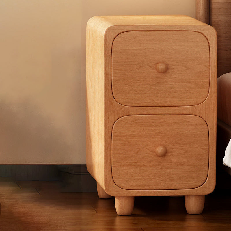 Contemporary Scandinavian Rectangular Ultra-Slim Medium-Density Fiberboard Nightstand 1/2-Drawer For Bedroom
