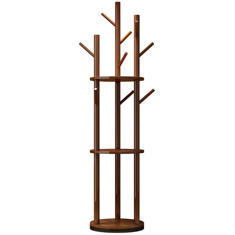 Contemporary Scandinavian Round Tree-Shaped Solid Pine Wood Medium-Density Fiberboard Swivel Hall Tree For Bedroom &amp; Entryways