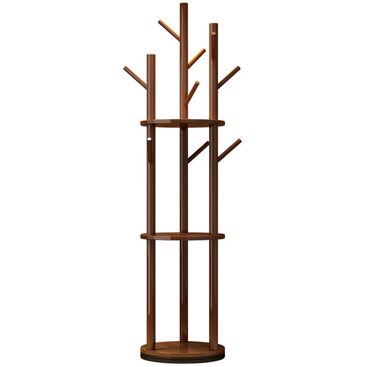 Contemporary Scandinavian Round Tree-Shaped Solid Pine Wood Medium-Density Fiberboard Swivel Hall Tree For Bedroom &amp; Entryways