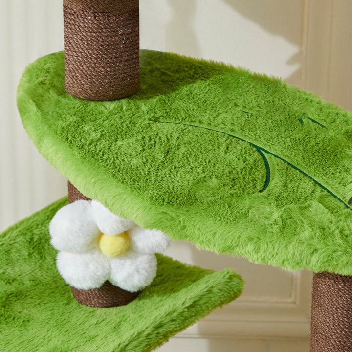 Contemporary Creative Round Teapot-Shaped Faux Panel PS Velvet Fabric PP Cotton Multi-Functional Cat Tree For Living Room