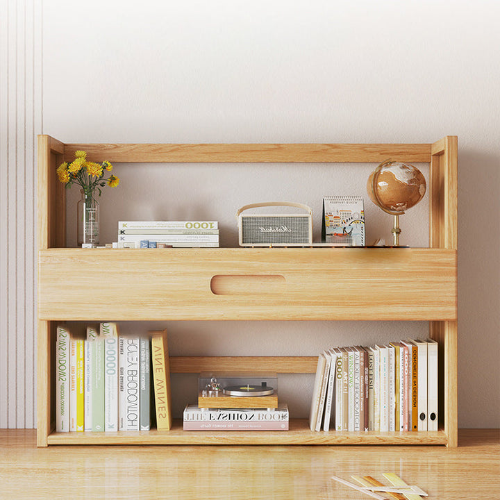 Contemporary Scandinavian Rectangular Nan Bamboo Medium-Density Fiberboard Storage Bookshelf 2/3-Tier 1-Drawer For Bedroom &amp; Study