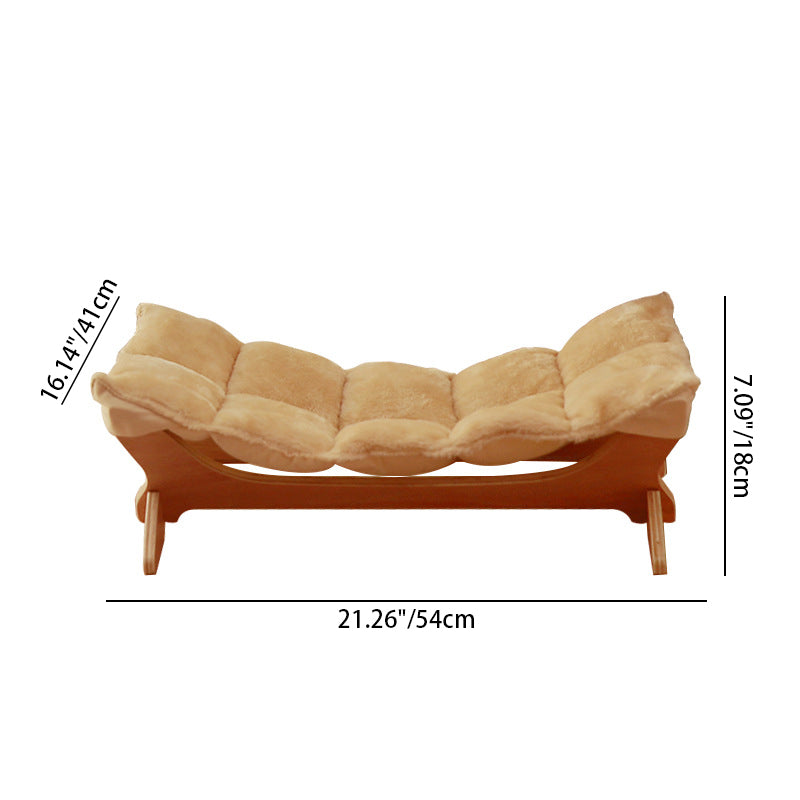 Contemporary Scandinavian Rectangular Multi-Layer Solid Wood Panel Cotton Fabric Cat Bed For Bedroom &amp; Living Room