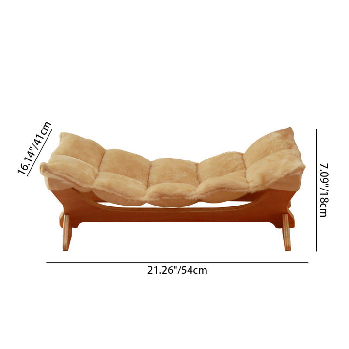 Contemporary Scandinavian Rectangular Multi-Layer Solid Wood Panel Cotton Fabric Cat Bed For Bedroom &amp; Living Room