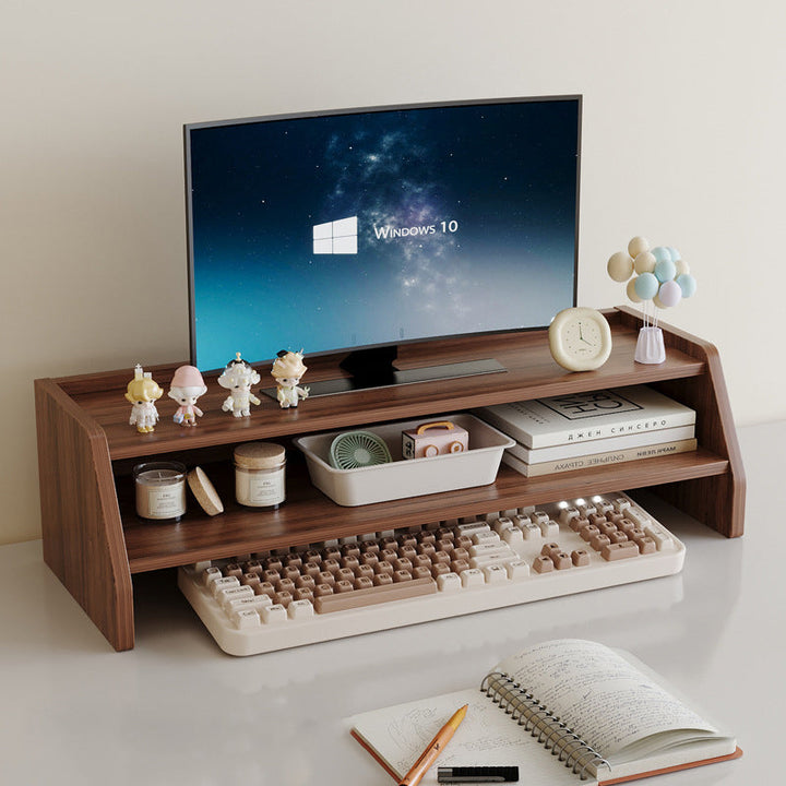Contemporary Scandinavian Rectangular Medium-Density Fiberboard Desktop Storage Shelf 2/3-Tier 1-Drawer For Office &amp; Bedroom