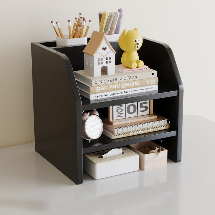 Contemporary Scandinavian Rectangular Medium-Density Fiberboard Desktop Storage Shelf 2/3-Tier 1-Drawer For Office &amp; Bedroom
