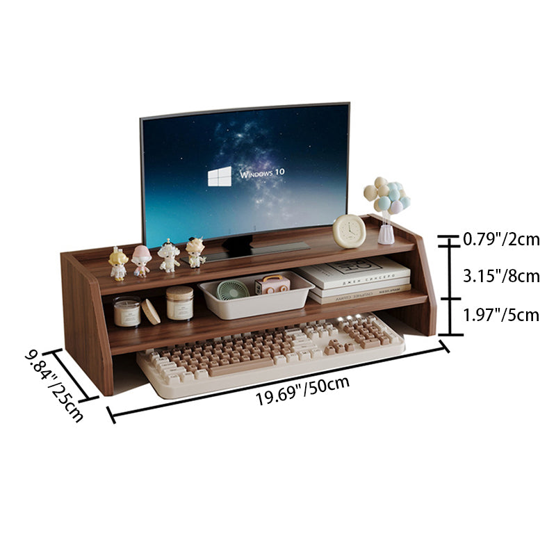 Contemporary Scandinavian Rectangular Medium-Density Fiberboard Desktop Storage Shelf 2/3-Tier 1-Drawer For Office &amp; Bedroom
