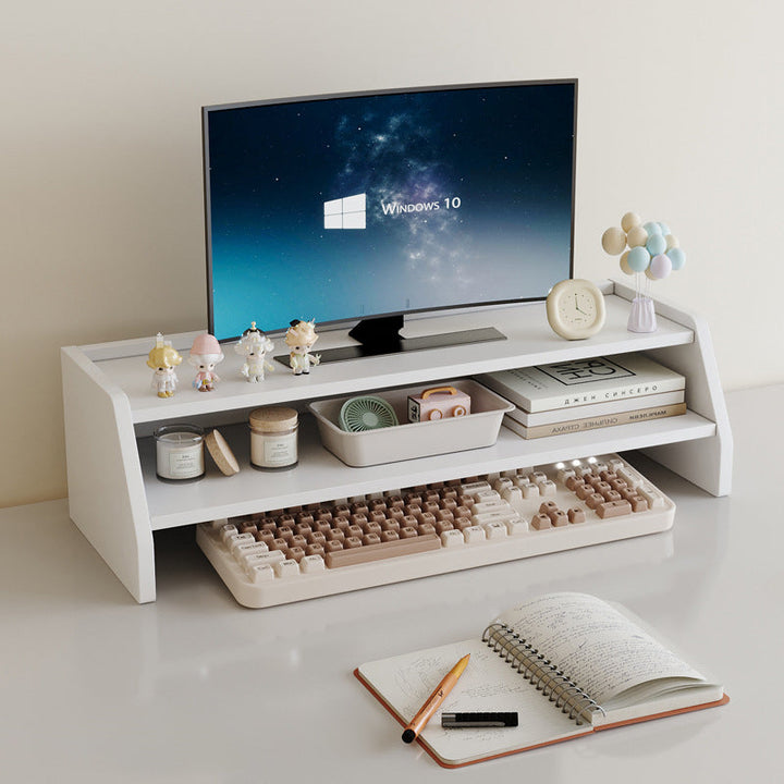 Contemporary Scandinavian Rectangular Medium-Density Fiberboard Desktop Storage Shelf 2/3-Tier 1-Drawer For Office &amp; Bedroom