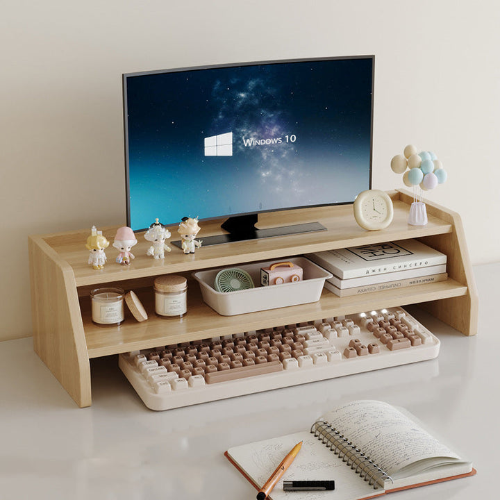 Contemporary Scandinavian Rectangular Medium-Density Fiberboard Desktop Storage Shelf 2/3-Tier 1-Drawer For Office &amp; Bedroom