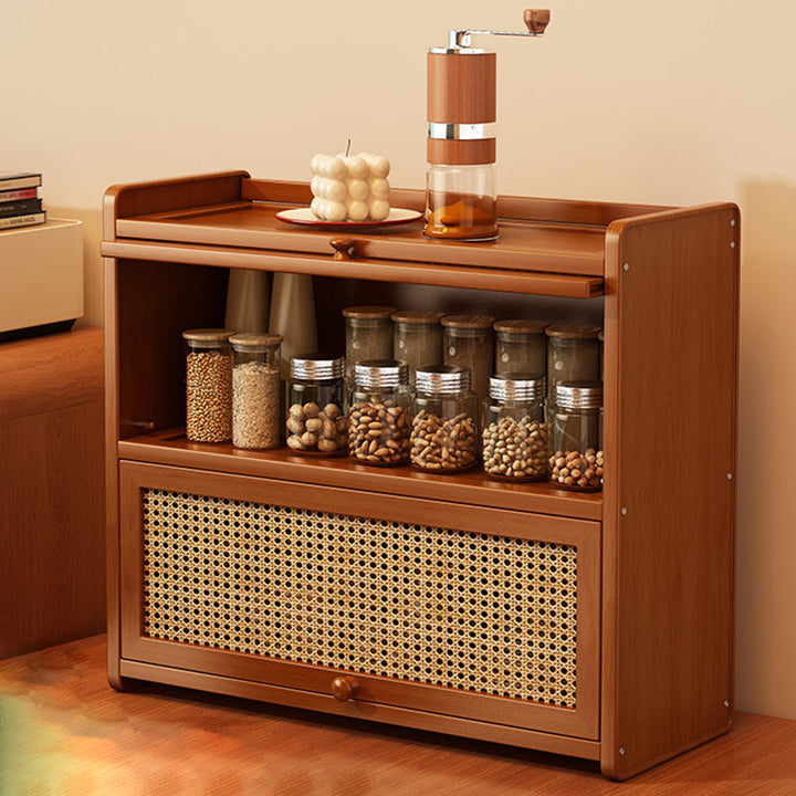 Contemporary Scandinavian Rectangular Nan Bamboo Medium-Density Fiberboard Acrylic Desktop Storage Shelf 2/3-Tier For Bedroom