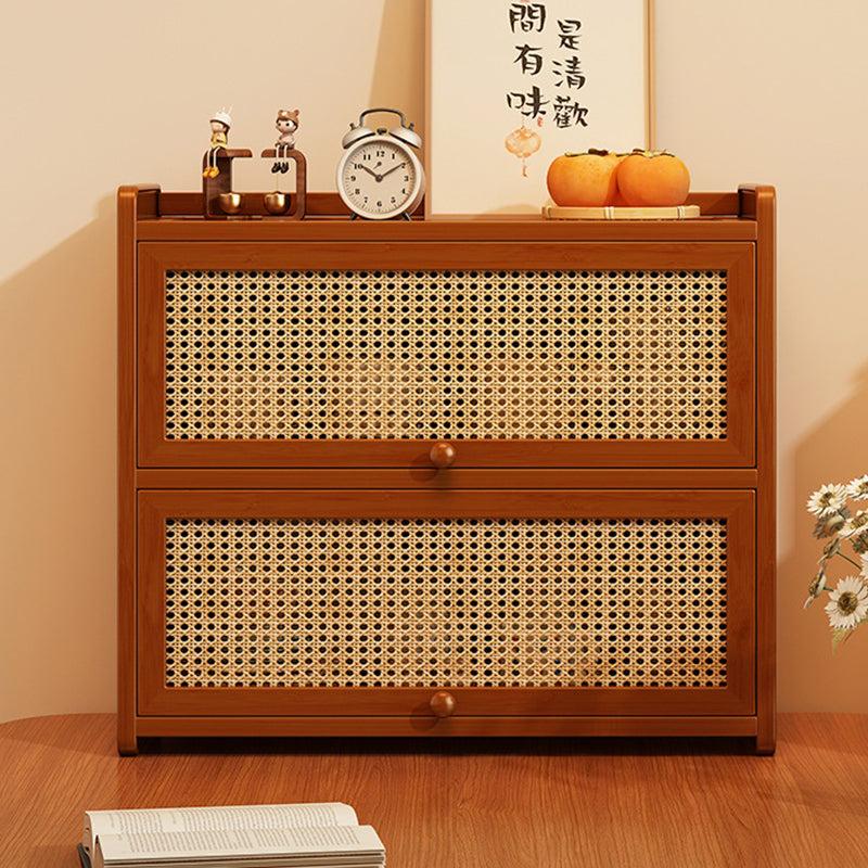 Contemporary Scandinavian Rectangular Nan Bamboo Medium-Density Fiberboard Acrylic Desktop Storage Shelf 2/3-Tier For Bedroom