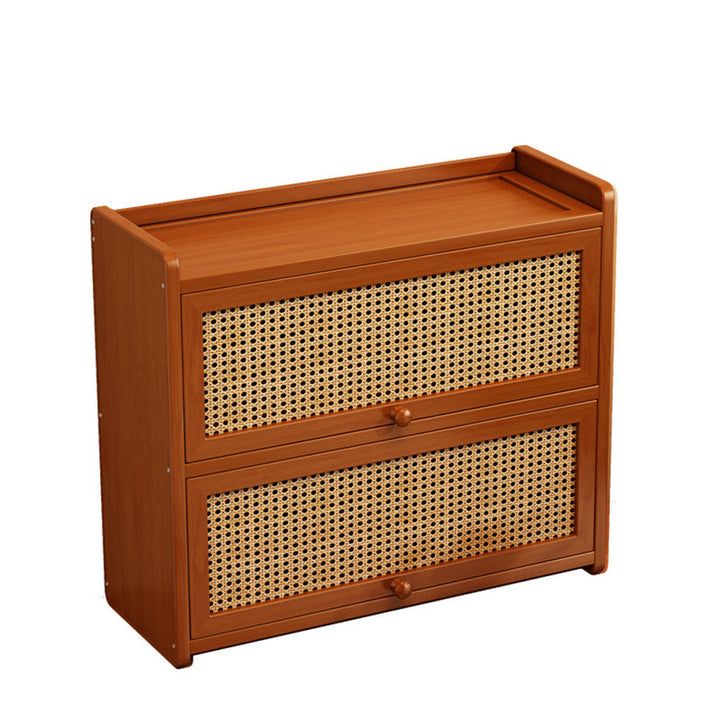 Contemporary Scandinavian Rectangular Nan Bamboo Medium-Density Fiberboard Acrylic Desktop Storage Shelf 2/3-Tier For Bedroom