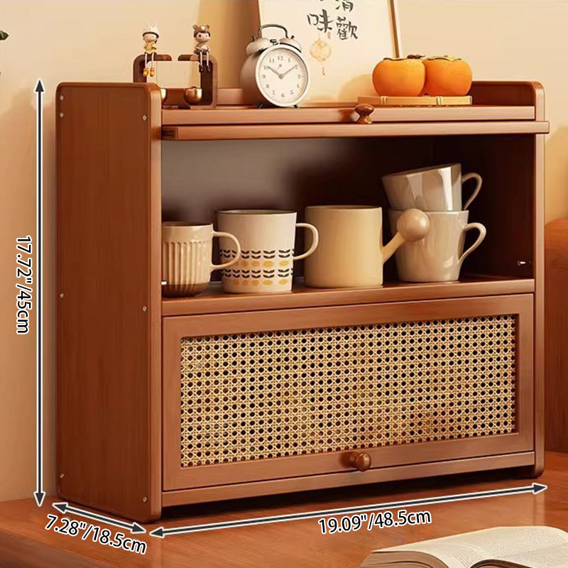 Contemporary Scandinavian Rectangular Nan Bamboo Medium-Density Fiberboard Acrylic Desktop Storage Shelf 2/3-Tier For Bedroom