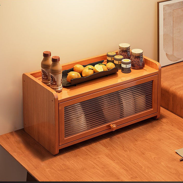 Contemporary Scandinavian Rectangular Nan Bamboo Medium-Density Fiberboard Acrylic Desktop Storage Shelf 2/3-Tier For Bedroom