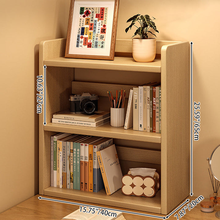 Contemporary Scandinavian Rectangular Veneered Plywood Desktop Storage Shelf 3-Tier For Study &amp; Bedroom