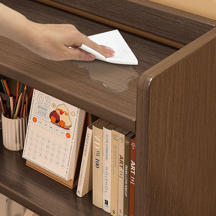Contemporary Scandinavian Rectangular Veneered Plywood Desktop Storage Shelf 3-Tier For Study &amp; Bedroom