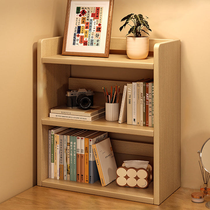 Contemporary Scandinavian Rectangular Veneered Plywood Desktop Storage Shelf 3-Tier For Study &amp; Bedroom