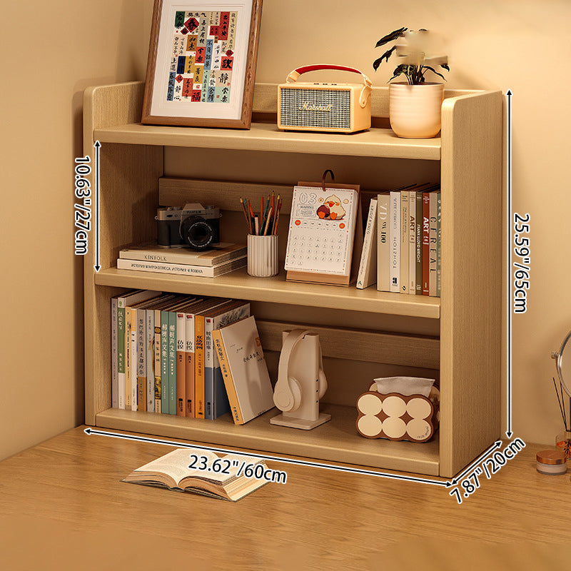Contemporary Scandinavian Rectangular Veneered Plywood Desktop Storage Shelf 3-Tier For Study &amp; Bedroom