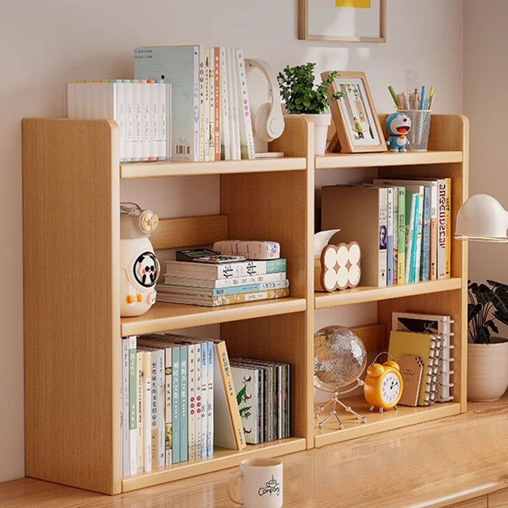 Contemporary Scandinavian Rectangular Veneered Plywood Desktop Storage Shelf 3-Tier For Study &amp; Bedroom