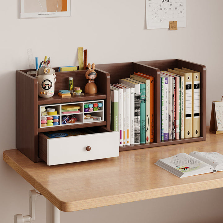 Contemporary Scandinavian Rectangular Medium-Density Fiberboard Desktop Storage Shelf 1-Drawer For Study &amp; Bedroom