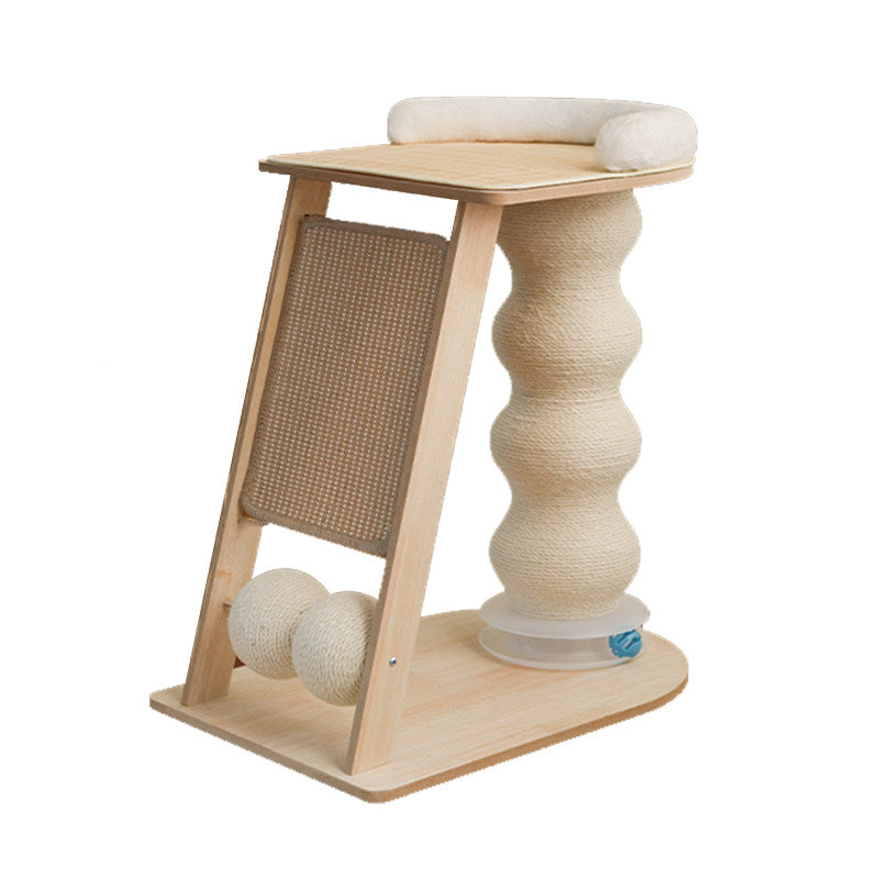 Contemporary Scandinavian Rectangular Medium-Density Fiberboard Hemp Mat Sisal Cat Tree For Living Room