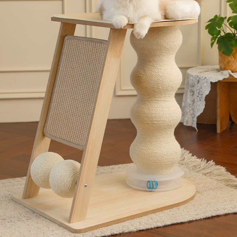 Contemporary Scandinavian Rectangular Medium-Density Fiberboard Hemp Mat Sisal Cat Tree For Living Room