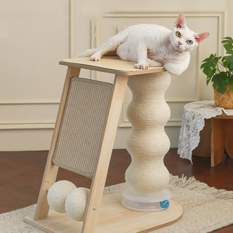 Contemporary Scandinavian Rectangular Medium-Density Fiberboard Hemp Mat Sisal Cat Tree For Living Room