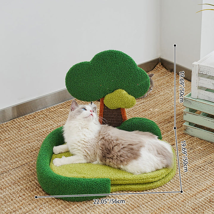 Contemporary Creative Rectangular Particleboard Sisal Velvet Fabric Cardboard Tree-Design Cat Tree 1/3-Tier For Living Room