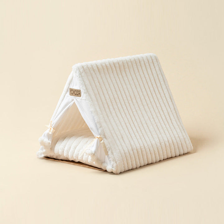 Contemporary Scandinavian Triangular Iron Velvet Fabric Foldable Cat Bed For Living Room &amp; Bedroom