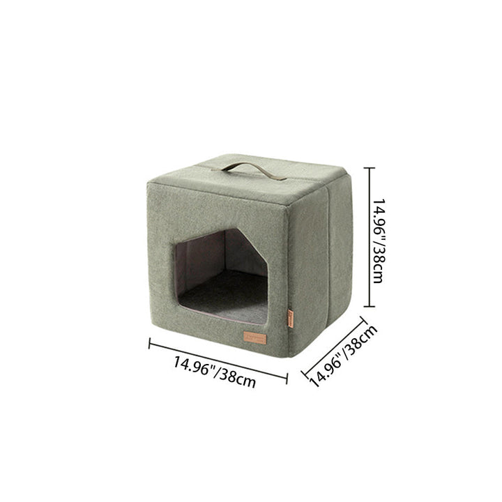 Contemporary Scandinavian Square Linen Fabric Sponge Cat Bed For Living Room