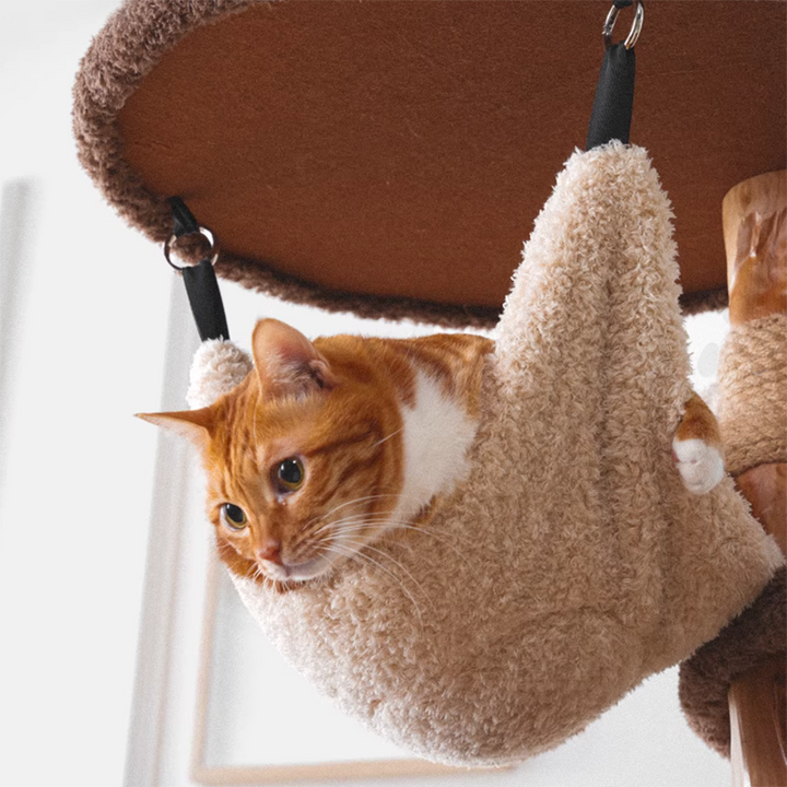 Contemporary Creative Round Particleboard Solid Wood Pillar Velvet Fabric Hemp Rope Cat Tree 6/7-Tier For Living Room