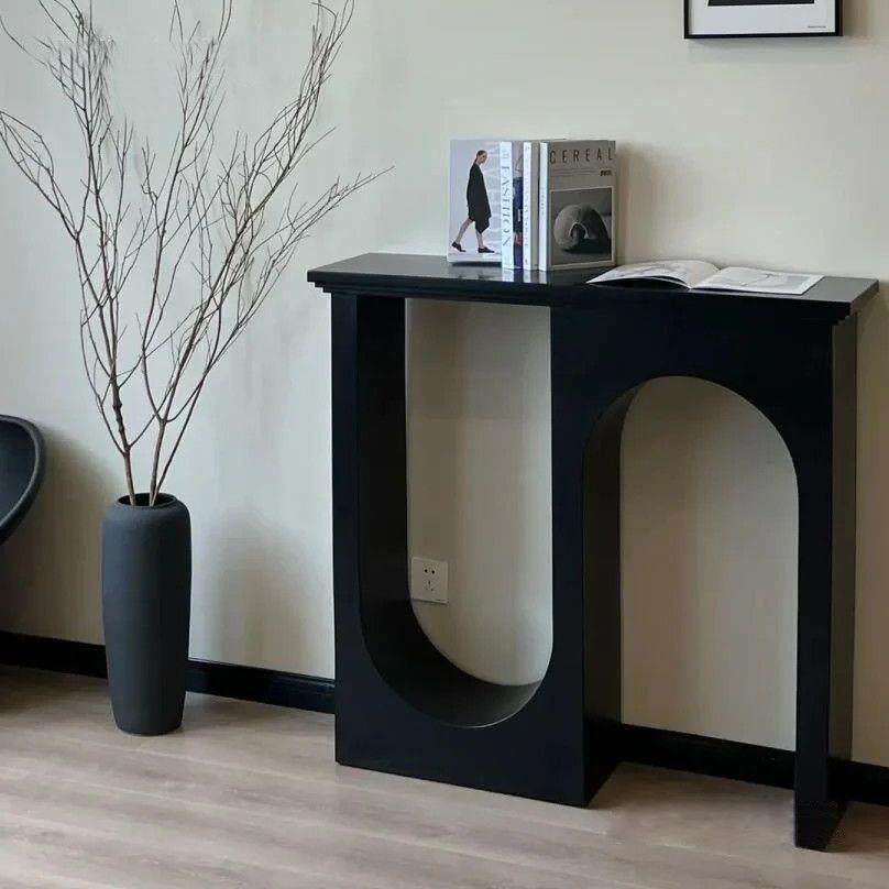Modern Minimalist Rectangular Medium Density Fiberboard Console Table 3-Leg U-Shaped Design Durable For Entryways