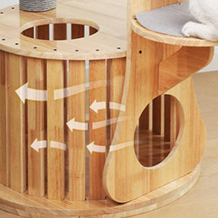 Modern Minimalist MDF Felt Round Cat Tree &amp; Condo 3-Condo 4-Perche 1-Scratching Board For Living Room