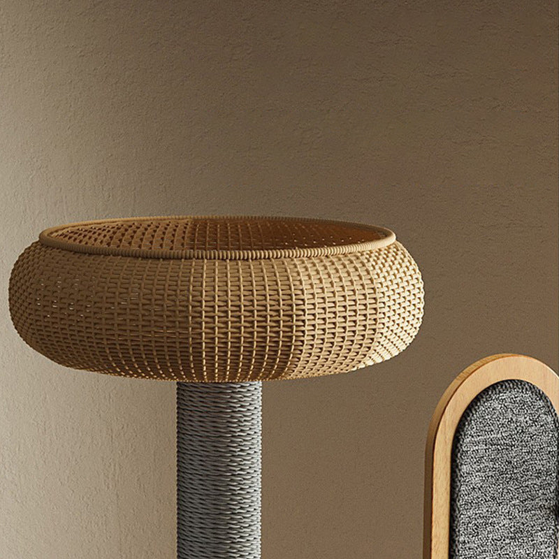 Modern Minimalist MDF Felt Round Cat Tree &amp; Condo 3-Condo 4-Perche 1-Scratching Board For Living Room