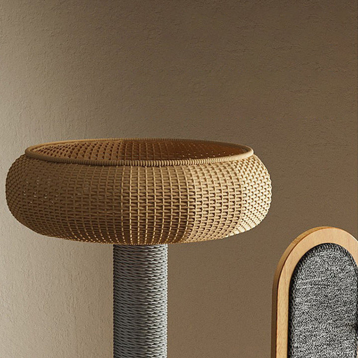 Modern Minimalist MDF Felt Round Cat Tree &amp; Condo 3-Condo 4-Perche 1-Scratching Board For Living Room
