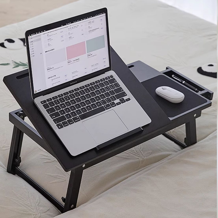 Adjustable Foldable Bamboo Bed Desks - Simplicity Ergonomic Laptop Table For Bedroom &amp; Study