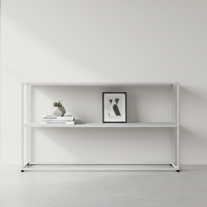 Modern Minimalist Rectangular Iron Bookshelf 2-Tier For Living Room