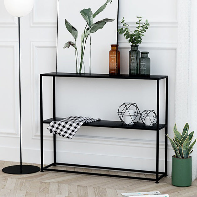 Modern Minimalist Rectangular Iron Bookshelf 2-Tier For Living Room