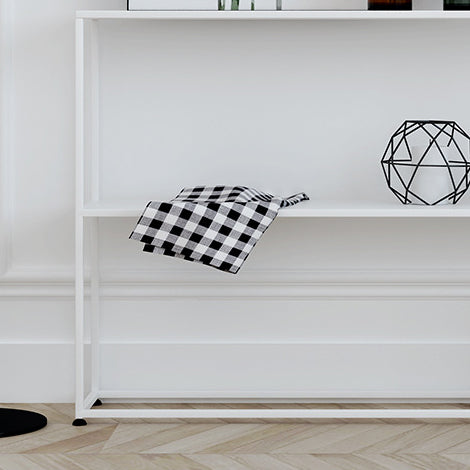 Modern Minimalist Rectangular Iron Bookshelf 2-Tier For Living Room