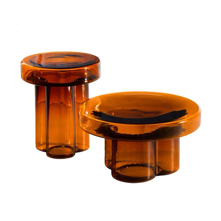 Contemporary Scandinavian Round Glass Coffee Table For Living Room