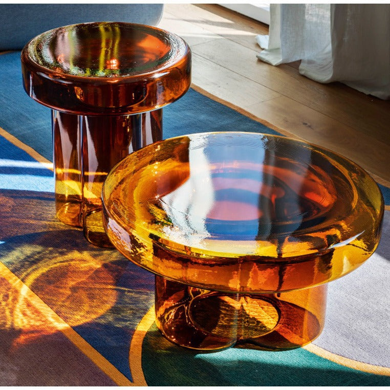 Contemporary Scandinavian Round Glass Coffee Table For Living Room