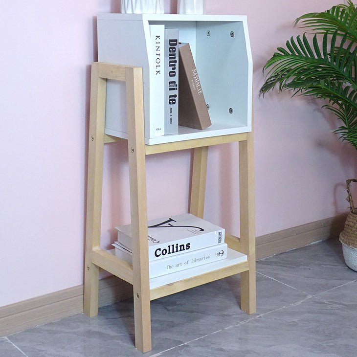 Modern Minimalist Square Pine Solid Wood Medium-Density Fiberboard Bookshelf 1/2-Cabinet For Living Room