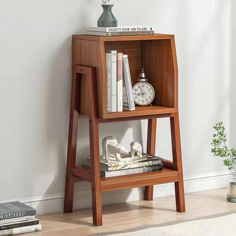 Modern Minimalist Square Pine Solid Wood Medium-Density Fiberboard Bookshelf 1/2-Cabinet For Living Room