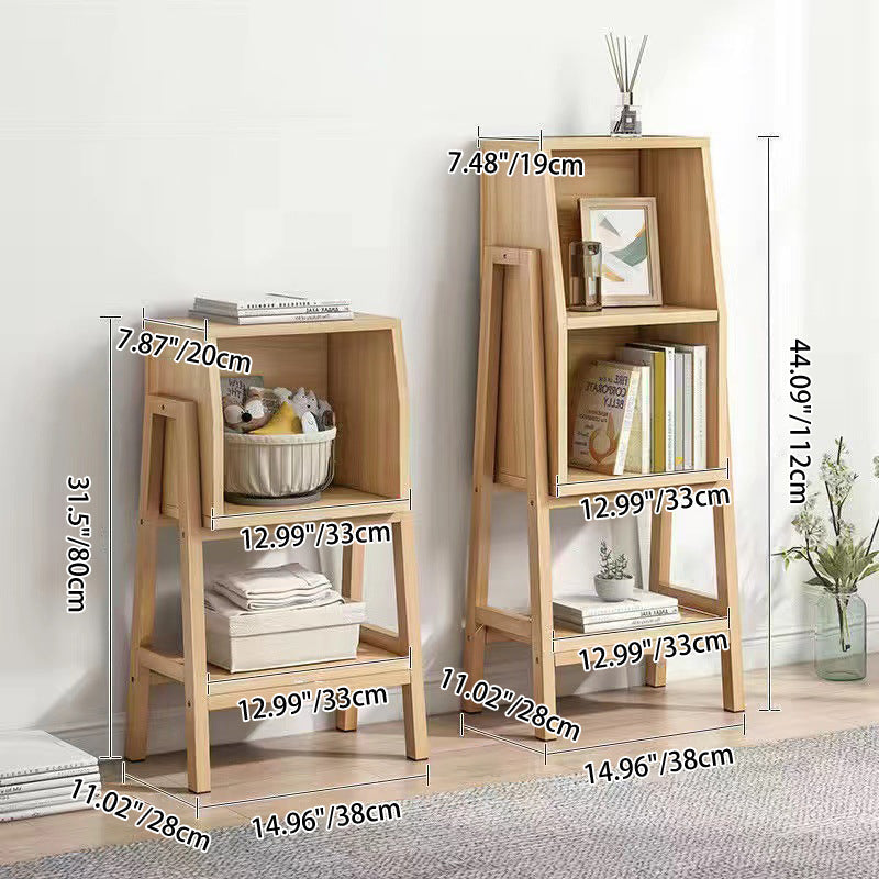 Modern Minimalist Square Pine Solid Wood Medium-Density Fiberboard Bookshelf 1/2-Cabinet For Living Room