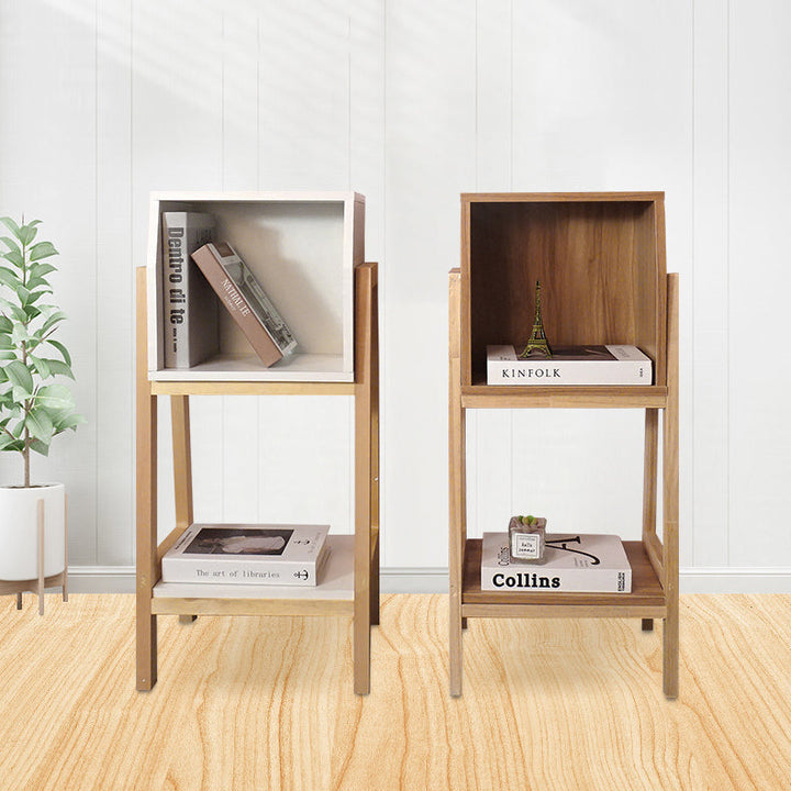 Modern Minimalist Square Pine Solid Wood Medium-Density Fiberboard Bookshelf 1/2-Cabinet For Living Room