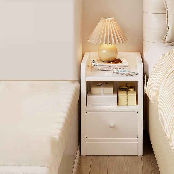 Modern Minimalist Rectangular Plywood Space-Saving Nightstand 1/2-Drawer For Bedroom