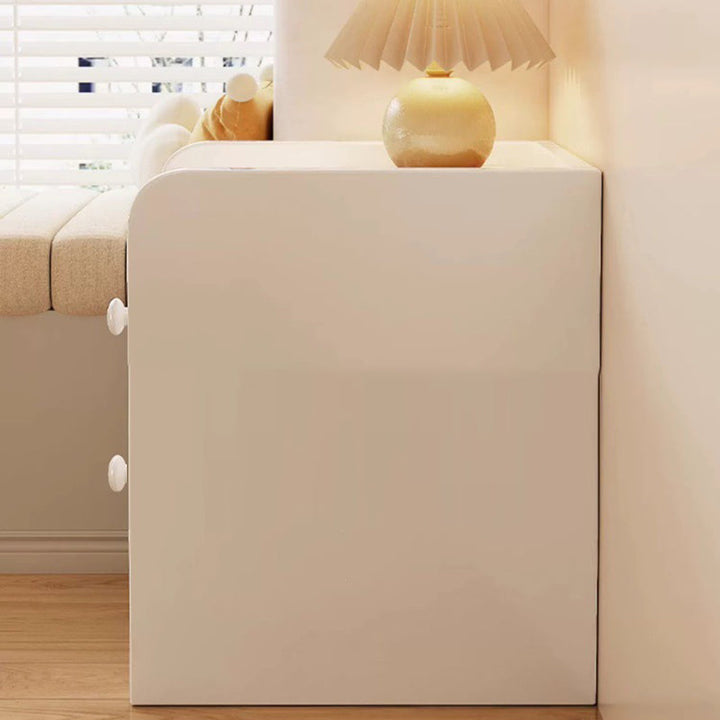 Modern Minimalist Rectangular Plywood Space-Saving Nightstand 1/2-Drawer For Bedroom