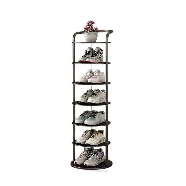 Modern Minimalist Round Iron Carbon Steel Shoe Storage 5/6/7/8-Tier For Entryways