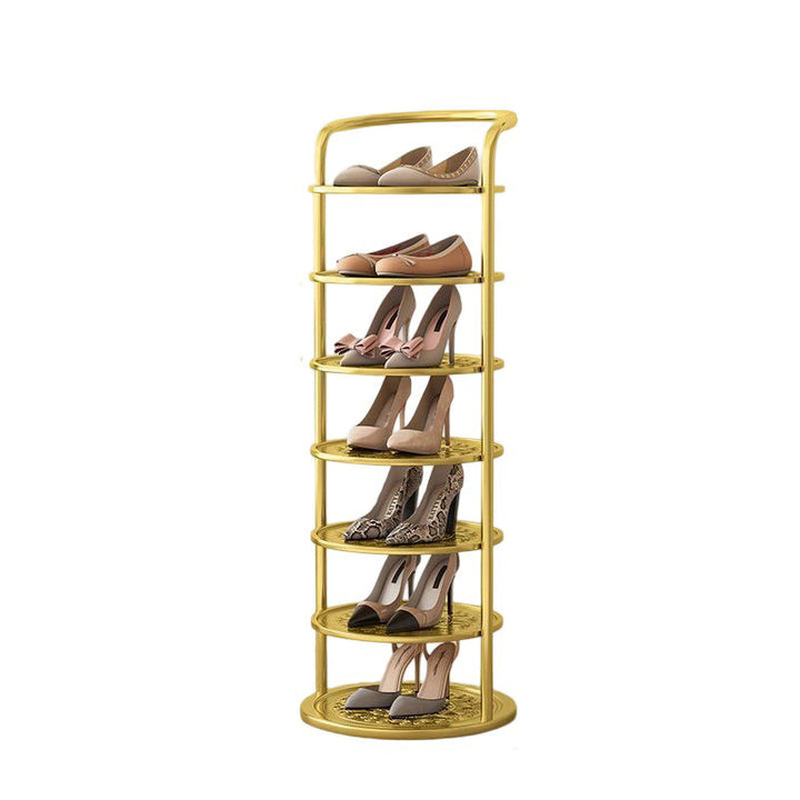 Modern Minimalist Round Iron Carbon Steel Shoe Storage 5/6/7/8-Tier For Entryways
